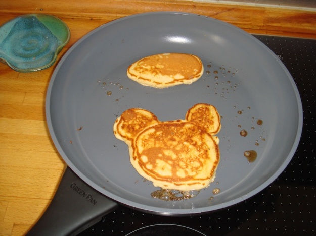 Believe it or not, the Wife had never had a Mickey Mouse pancake before I made these for her last year.